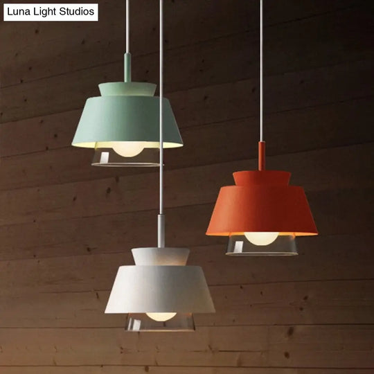 2-Color Pendulum Restaurant Ceiling Light With Metal And Glass Design 1-Bulb