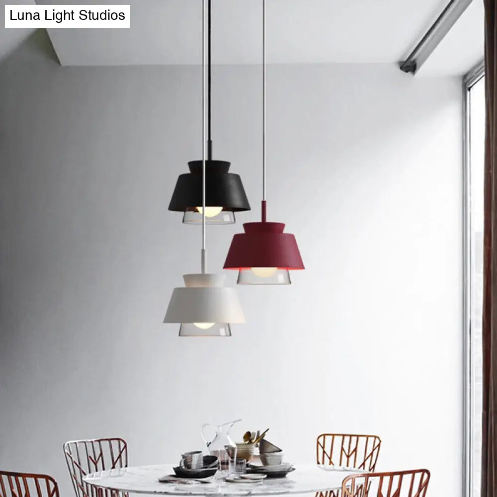 2-Color Pendulum Restaurant Ceiling Light With Metal And Glass Design 1-Bulb