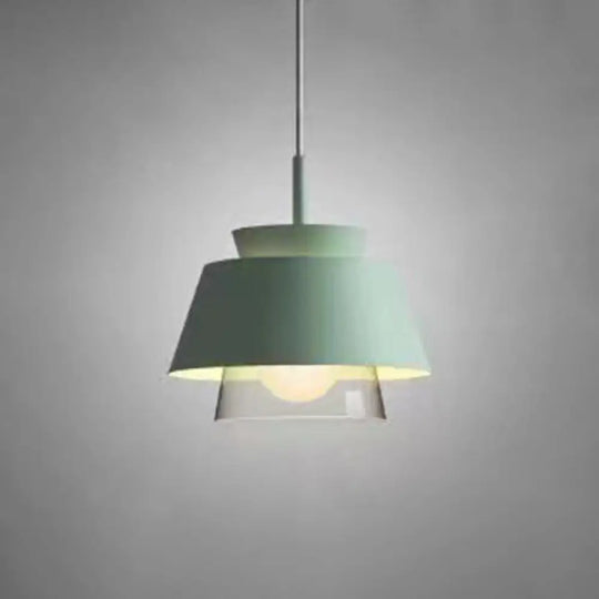 2-Shade Macaron Pendulum Light - Metal And Glass Ceiling Pendant Lamp Green