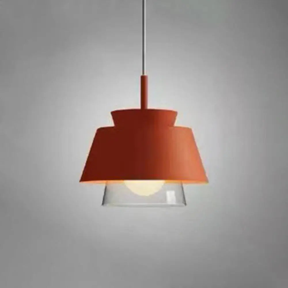 2-Shade Macaron Pendulum Light - Metal And Glass Ceiling Pendant Lamp Orange