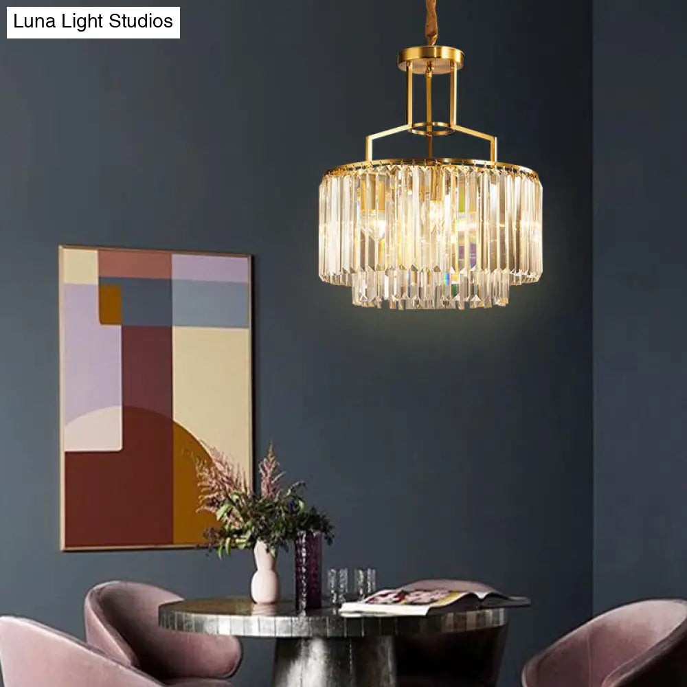 Modern 2-Tier Crystal Prism Pendant Chandelier - Gold Finish 8 /