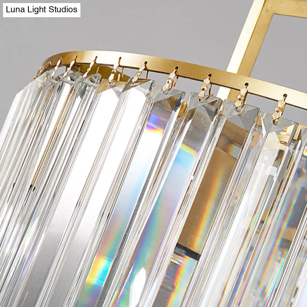 Modern 2-Tier Crystal Prism Pendant Chandelier - Gold Finish