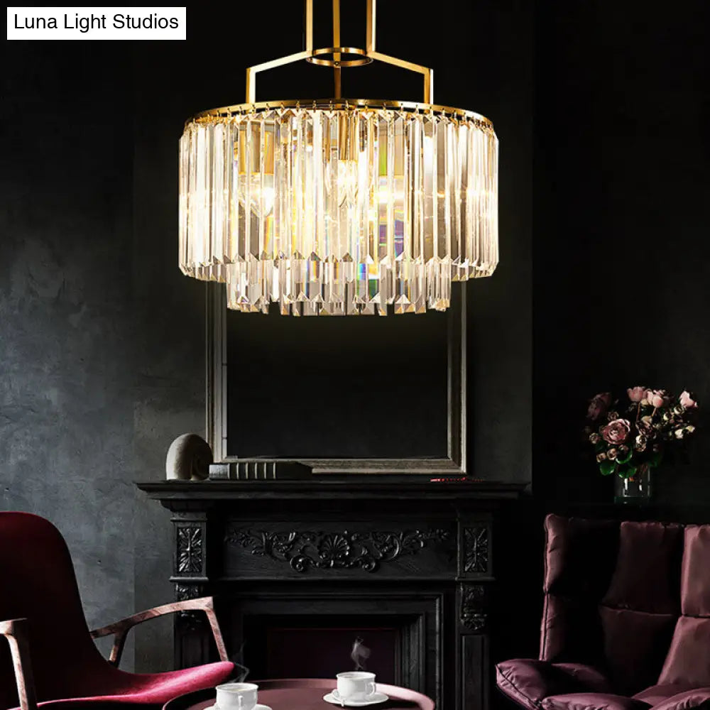 Modern 2-Tier Crystal Prism Pendant Chandelier - Gold Finish 5 /