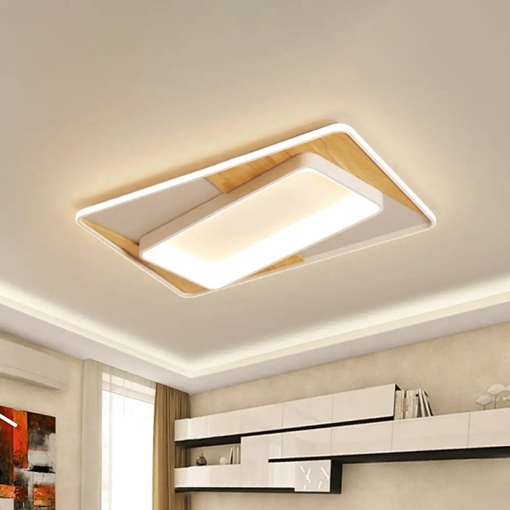 2 - Tier Nordic Style Wood - White Led Ceiling Flush Light With Acrylic Splicing Warm/White White /