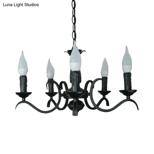 2-Tier Traditional Metal Candle Chandelier With Black Finish - Ideal For Living Room Ceiling Hanging