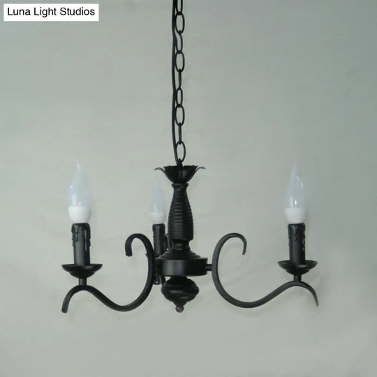 2-Tier Traditional Metal Candle Chandelier With Black Finish - Ideal For Living Room Ceiling Hanging