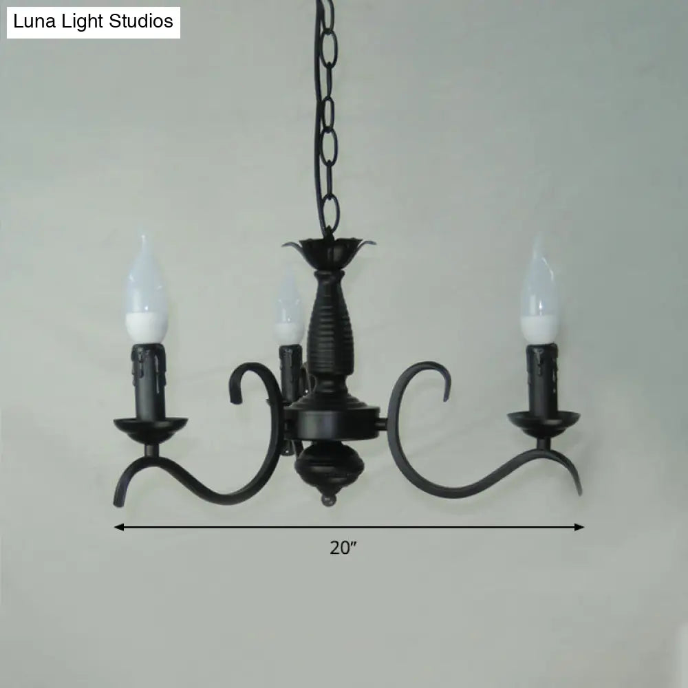 2-Tier Traditional Metal Candle Chandelier With Black Finish - Ideal For Living Room Ceiling Hanging