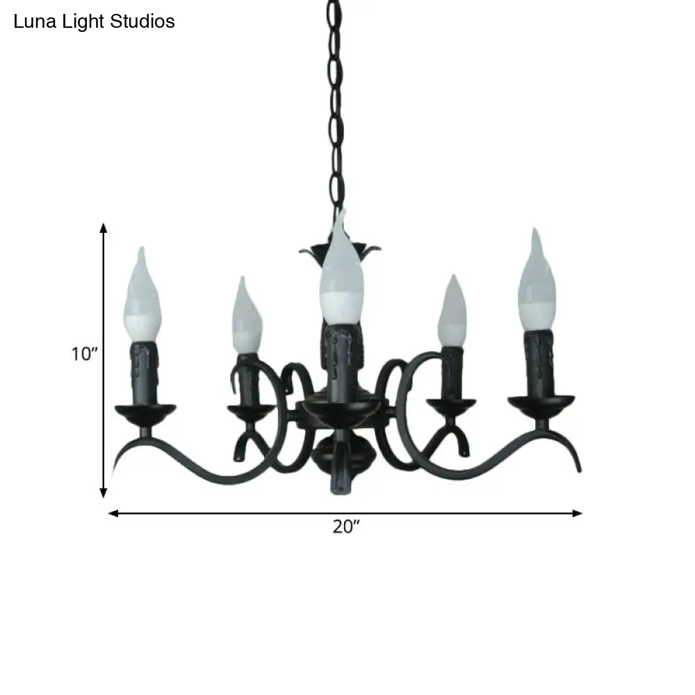 2-Tier Traditional Metal Candle Chandelier With Black Finish - Ideal For Living Room Ceiling Hanging