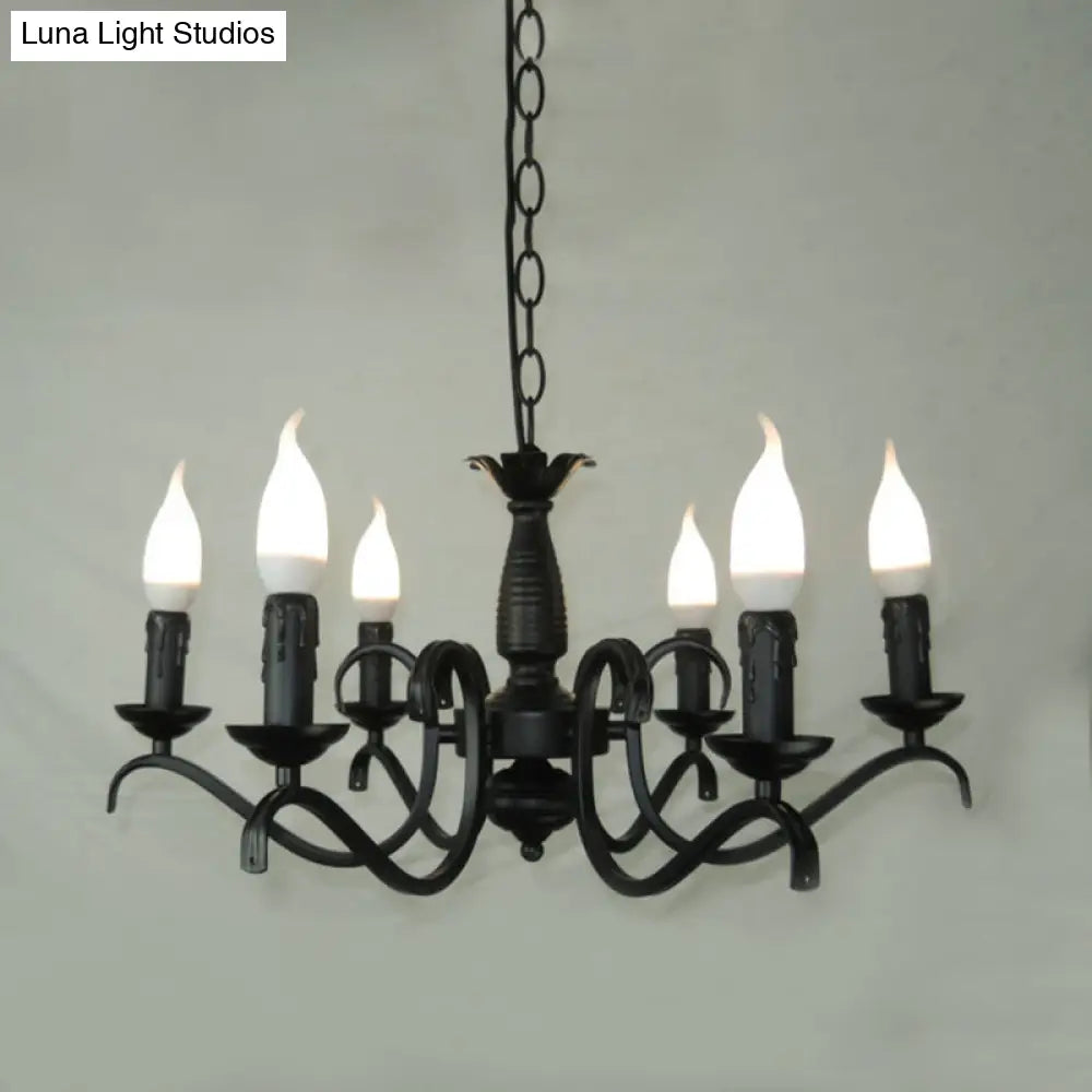 2-Tier Traditional Metal Candle Chandelier With Black Finish - Ideal For Living Room Ceiling Hanging