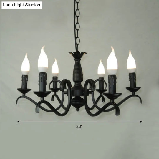 2-Tier Traditional Metal Candle Chandelier With Black Finish - Ideal For Living Room Ceiling Hanging