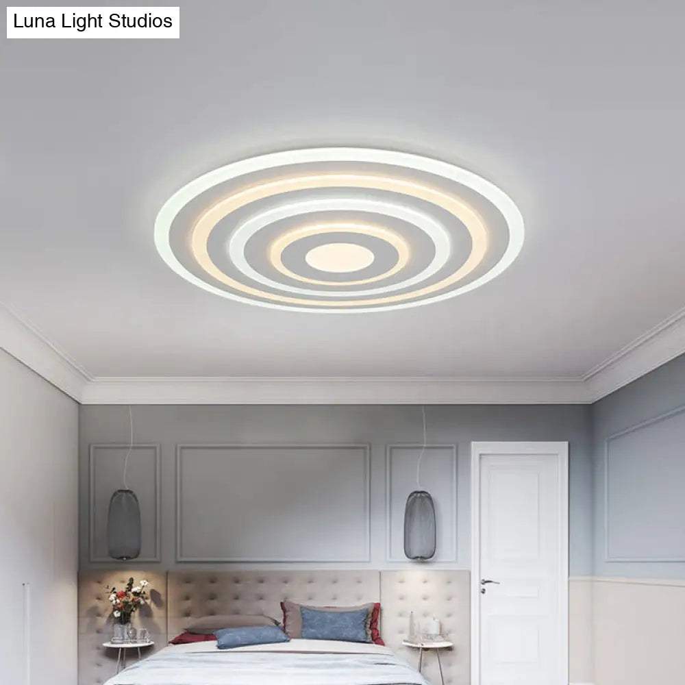 20/24/40 Acrylic Ripple Flush Mount Led Ceiling Light In Simplicity White - Warm/White