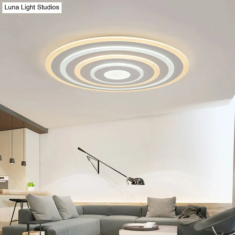 20/24/40 Acrylic Ripple Flush Mount Led Ceiling Light In Simplicity White - Warm/White