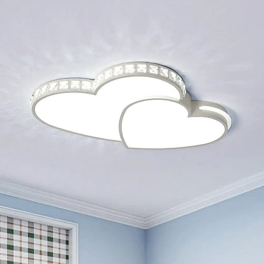 20.5’/24.5’ Double Heart Flush Mount Crystal Led Ceiling Light Fixture - Warm/White For Bedroom