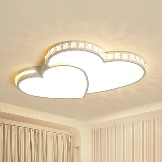 20.5’/24.5’ Double Heart Flush Mount Crystal Led Ceiling Light Fixture - Warm/White For Bedroom