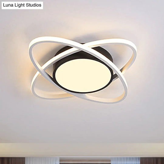 20.5’/28’ Wide Oval Metal Flush Mount Lamp - Modern Black And White Led Ceiling Fixture With