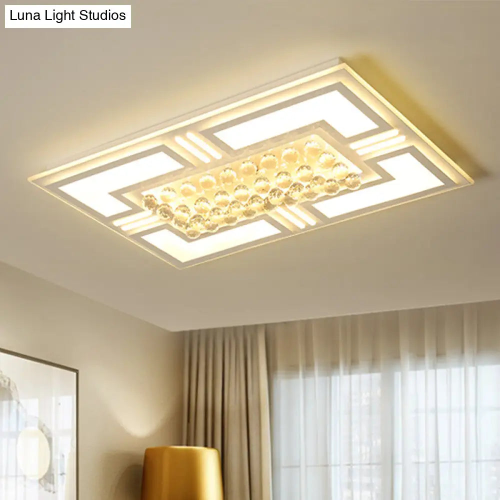 20.5/35.5 Wide Crystal Square/Rectangle Led Flush Ceiling Light Fixture (Warm/White)