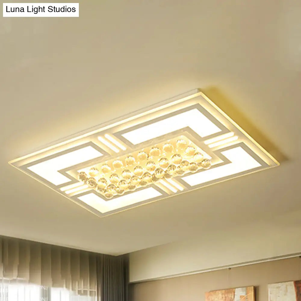 20.5’/35.5’ Wide Crystal Square/Rectangle Led Flush Ceiling Light Fixture (Warm/White)