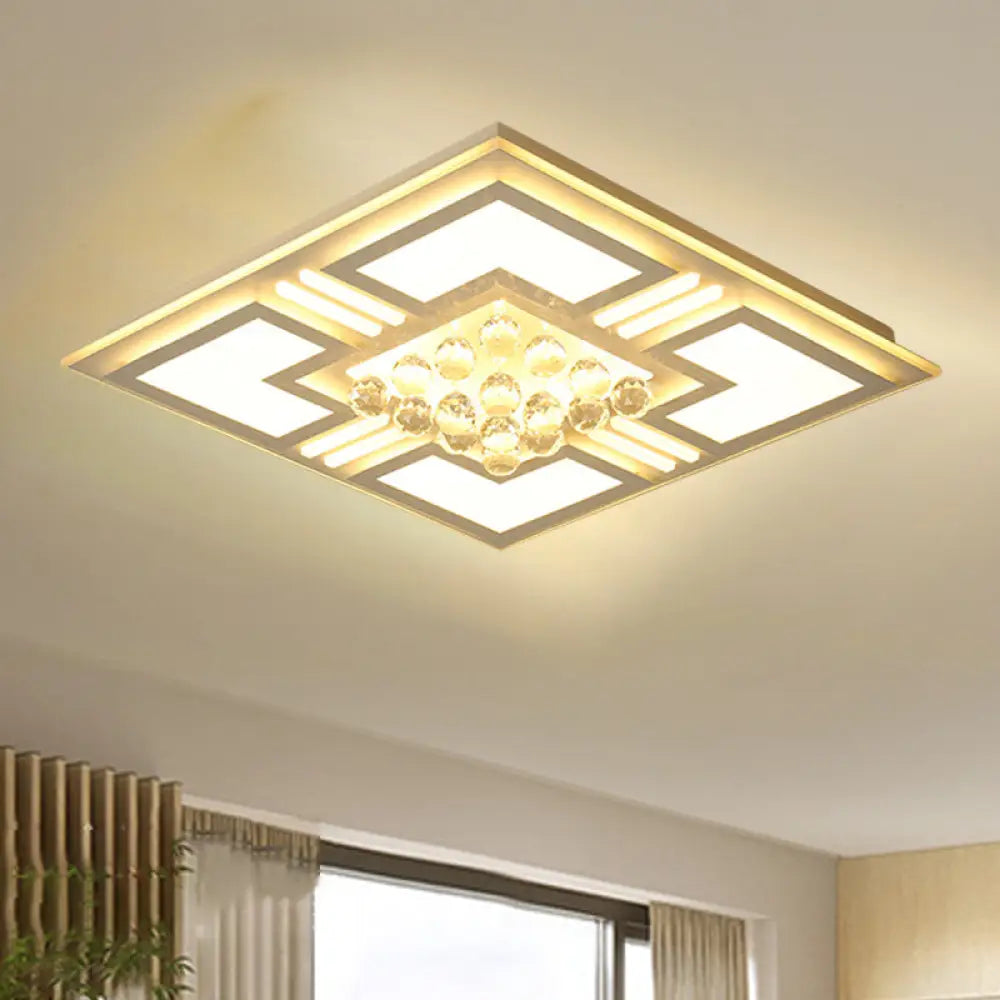 20.5’/35.5’ Wide Crystal Square/Rectangle Led Flush Ceiling Light Fixture (Warm/White) White / 20.5’