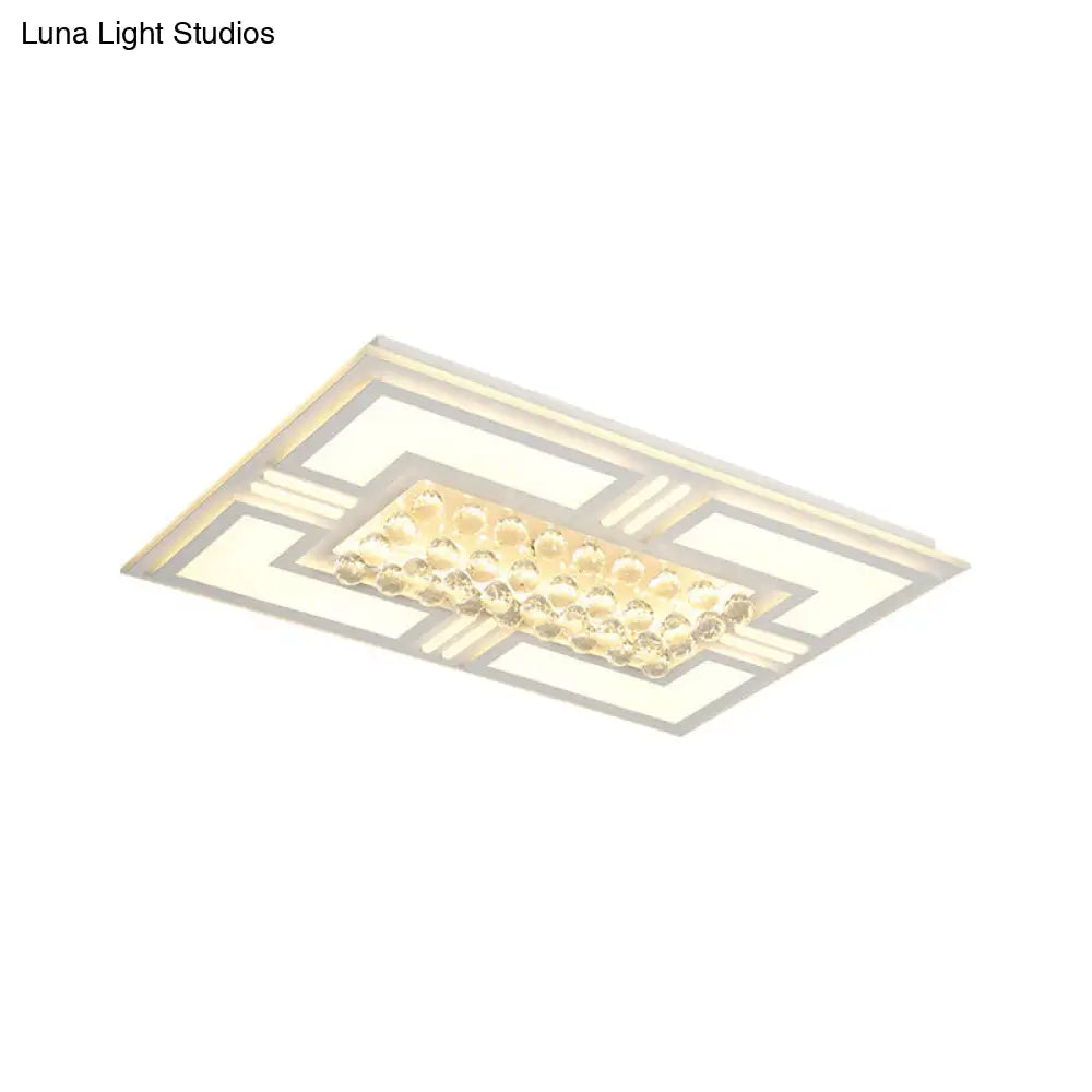 20.5/35.5 Wide Crystal Square/Rectangle Led Flush Ceiling Light Fixture (Warm/White)