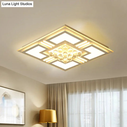 20.5’/35.5’ Wide Crystal Square/Rectangle Led Flush Ceiling Light Fixture (Warm/White)