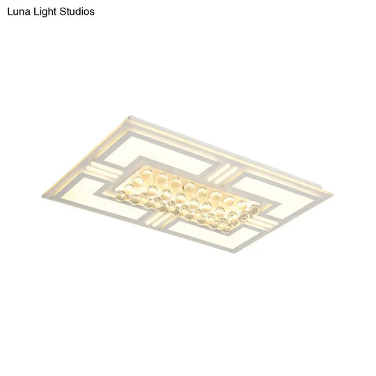 20.5’/35.5’ Wide Crystal Square/Rectangle Led Flush Ceiling Light Fixture (Warm/White)