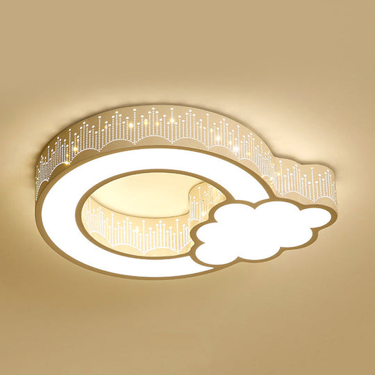 Kids' Bedroom Ceiling Light with Etched Metal Acrylic Design and White LED Lamp