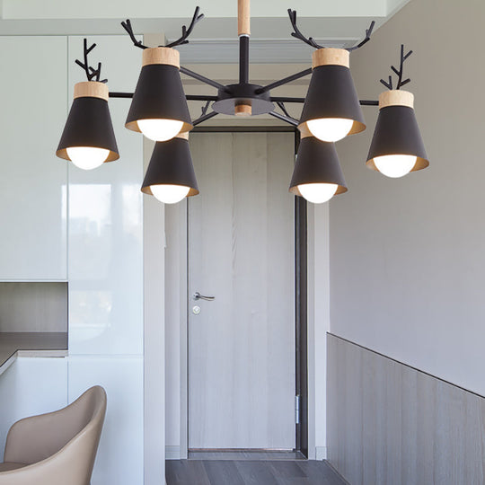 Modern Iron Deer Horn Kids Pendant Chandelier - Stylish Room Lighting Fixture 6 / Black