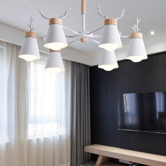 Modern Iron Deer Horn Kids Pendant Chandelier - Stylish Room Lighting Fixture 6 / White