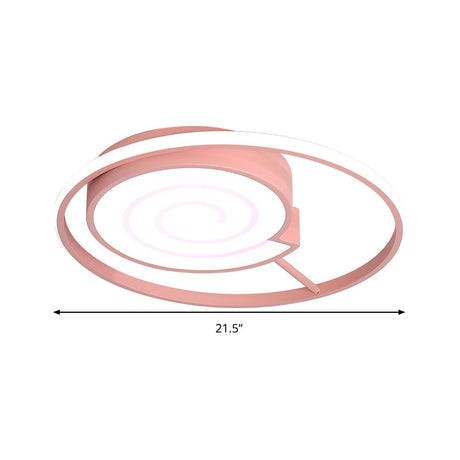 Lovely Lollipop Led Ceiling Lamp For Kids Bedrooms - Acrylic Flush Mount Light With Ring