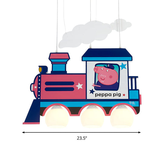 Blue Cartoon Train Metal Pendant Light For Kids Bedroom