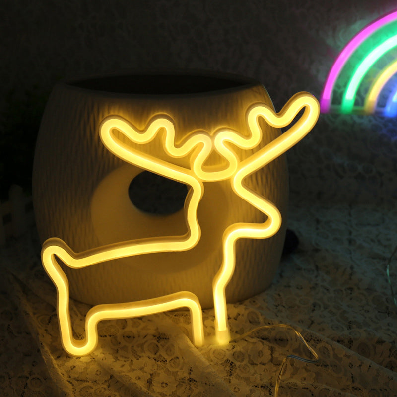 Elk Shaped Mini Led Night Light For Kids Room Usb Wall - White