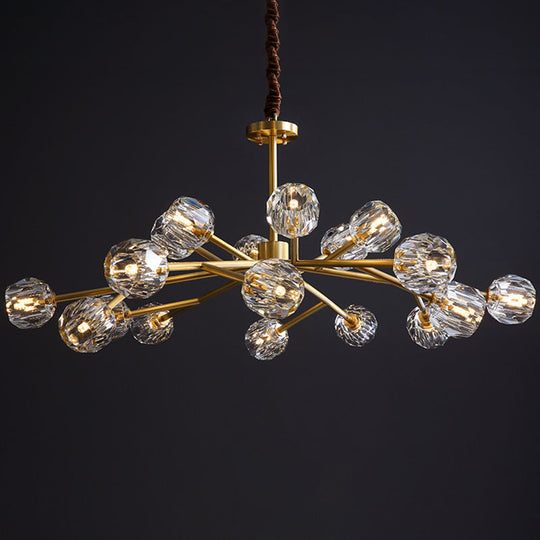 Modern Beveled Crystal Ball Chandelier In Brass - 6/15/18-Bulb Living Room Lighting Fixture 18 /