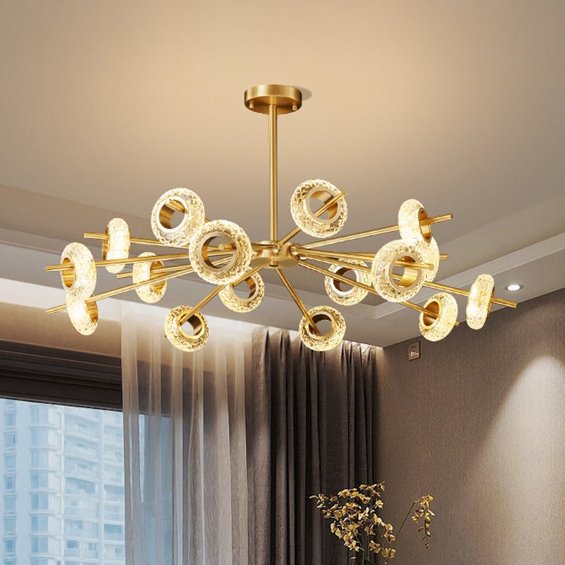 Brass Handmade Crystal Ring Chandelier 8/12/16 Lights Pendant For Living Room Ceiling 16 /