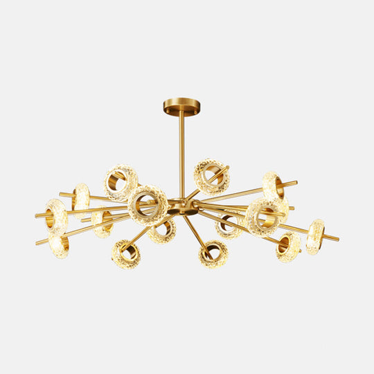 Brass Handmade Crystal Ring Chandelier 8/12/16 Lights Pendant For Living Room Ceiling