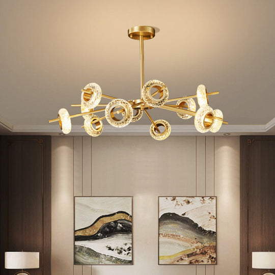 Brass Handmade Crystal Ring Chandelier 8/12/16 Lights Pendant For Living Room Ceiling 12 /