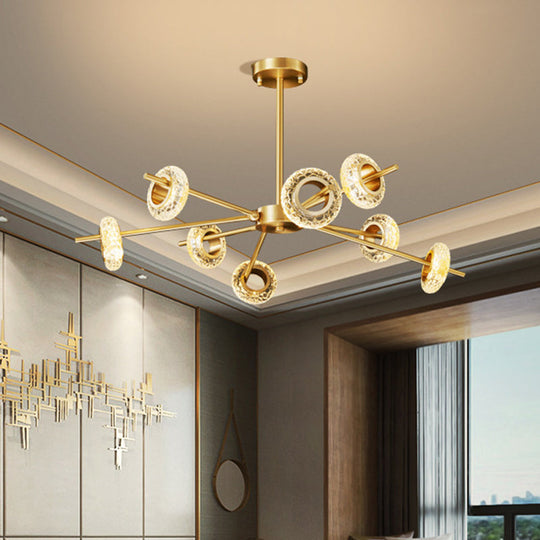 Brass Handmade Crystal Ring Chandelier 8/12/16 Lights Pendant For Living Room Ceiling 8 /