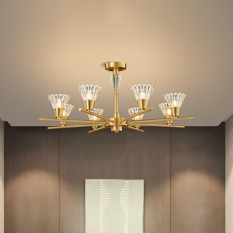 Modern Brass Pendant Light Fixture With Clear Glass 6/8/12 Heads - Living Room Chandelier 8 /