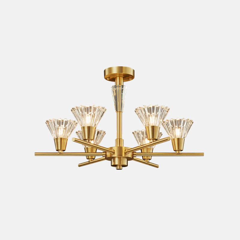 Modern Brass Pendant Light Fixture With Clear Glass 6/8/12 Heads - Living Room Chandelier 6 /