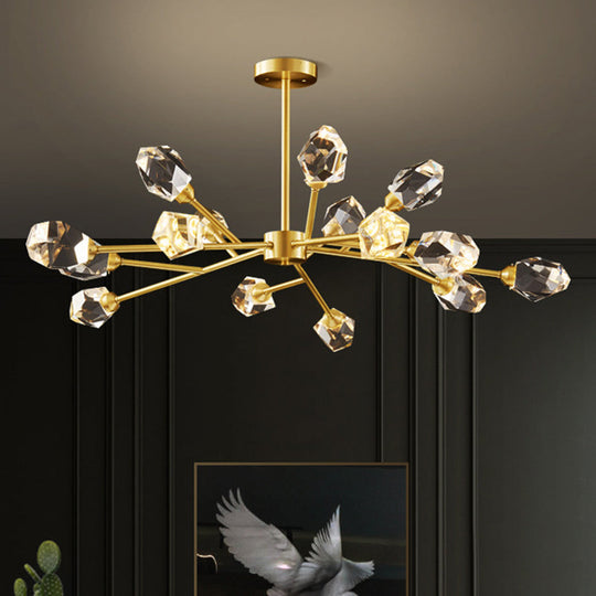 Modern K9 Crystal Gem Chandelier In Gold - 6/9/18-Head Living Room Ceiling Lamp 15 /
