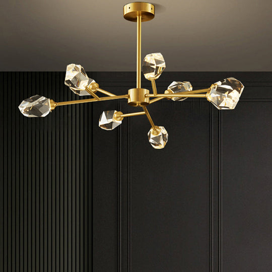 Modern K9 Crystal Gem Chandelier In Gold - 6/9/18-Head Living Room Ceiling Lamp 9 /