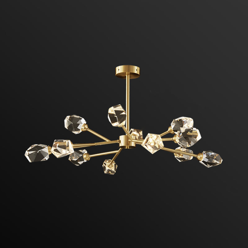 Modern K9 Crystal Gem Chandelier In Gold - 6/9/18-Head Living Room Ceiling Lamp 12 /