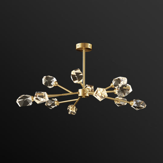 Modern K9 Crystal Gem Chandelier In Gold - 6/9/18-Head Living Room Ceiling Lamp 12 /