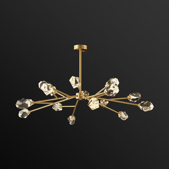 Modern Gold K9 Crystal Gem Chandelier - 6/9/18-Head Living Room Ceiling Lamp