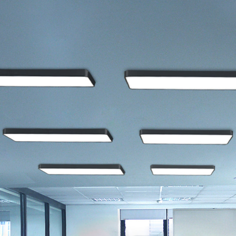Modern Led Flush Mount Light For Gymnasium - Acrylic Rectangular Design Black / Small