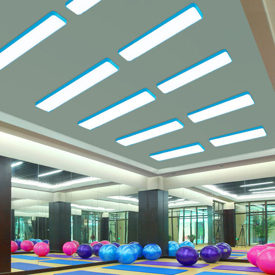Modern LED Flush Mount Lighting Fixture in Acrylic with Rectangular Shape for Gymnasium
