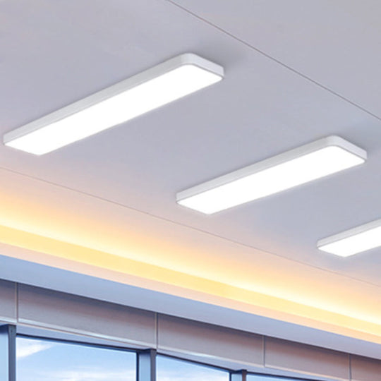 Modern Led Flush Mount Light For Gymnasium - Acrylic Rectangular Design White / Small
