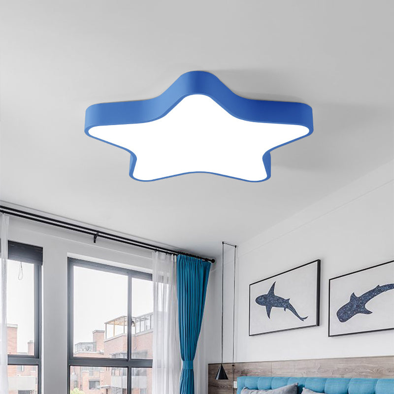 Contemporary Led Acrylic Star Shade Flush Light Fixture For Bedroom Blue / Small