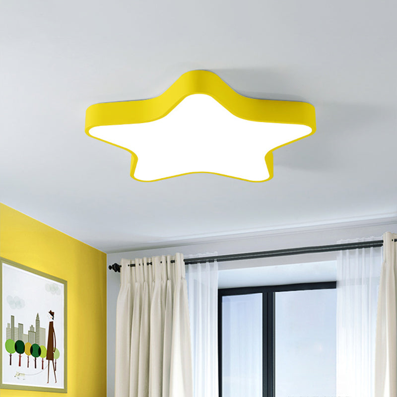 Contemporary Led Acrylic Star Shade Flush Light Fixture For Bedroom Yellow / Small