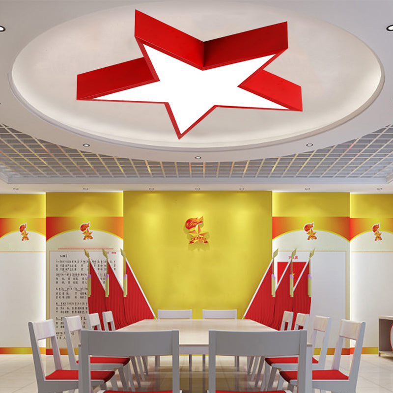 Red Pentastar Led Flush Ceiling Light - Minimalist Acrylic Mount For Meeting Room
