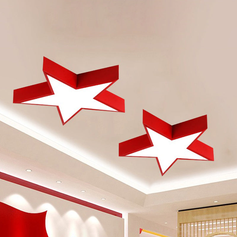 Red Pentastar Led Flush Ceiling Light - Minimalist Acrylic Mount For Meeting Room / 14